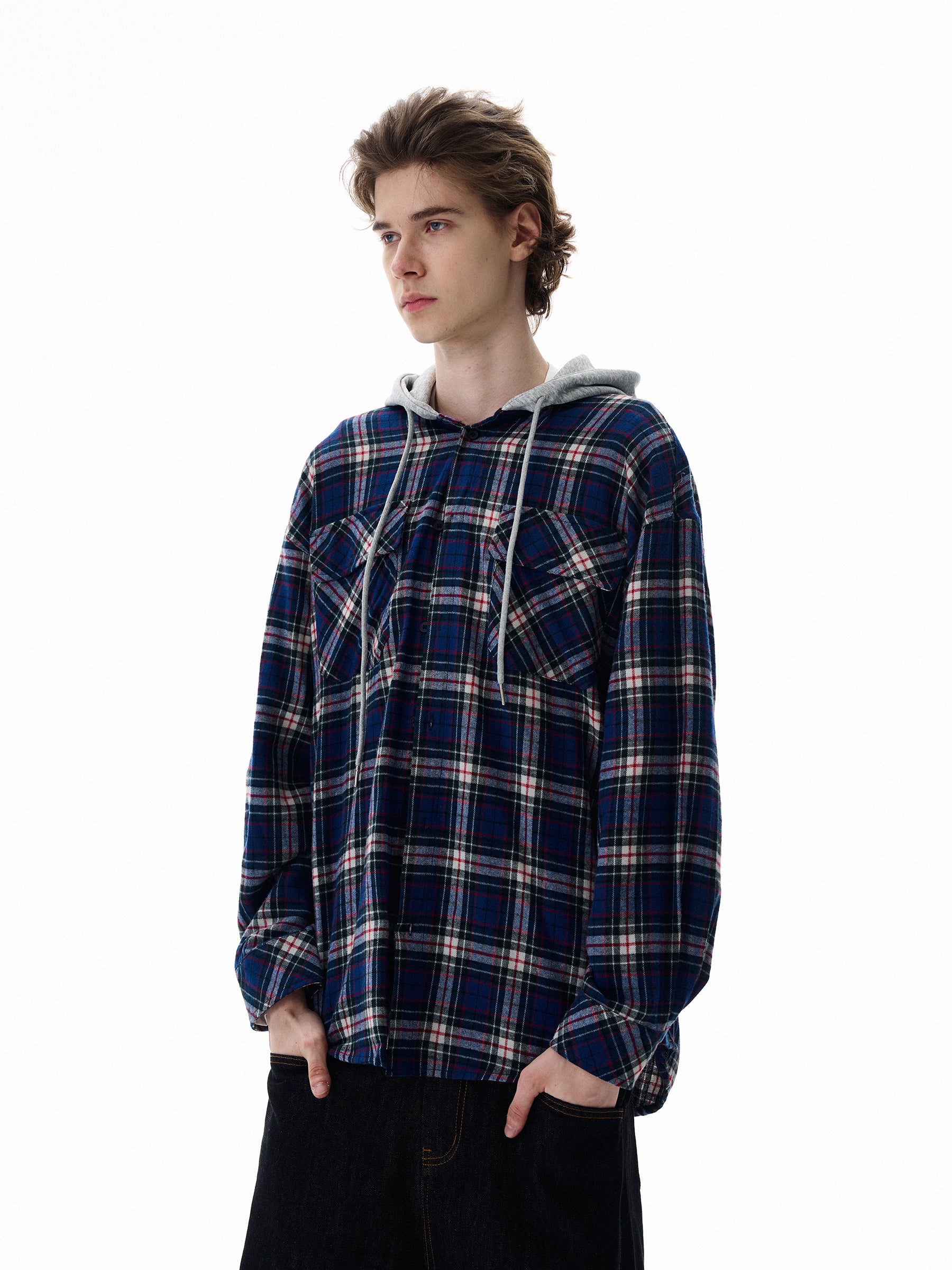 QS598B hoodie check shirts