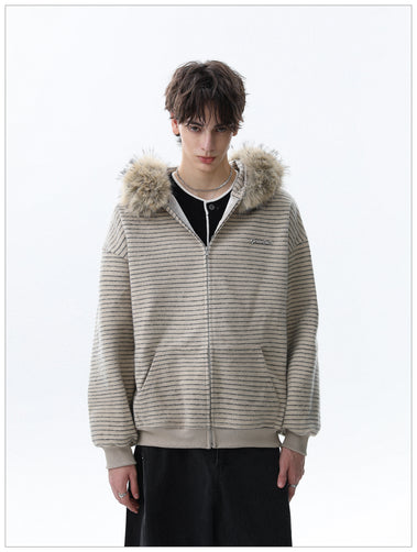 QS644B fur zip hoodie