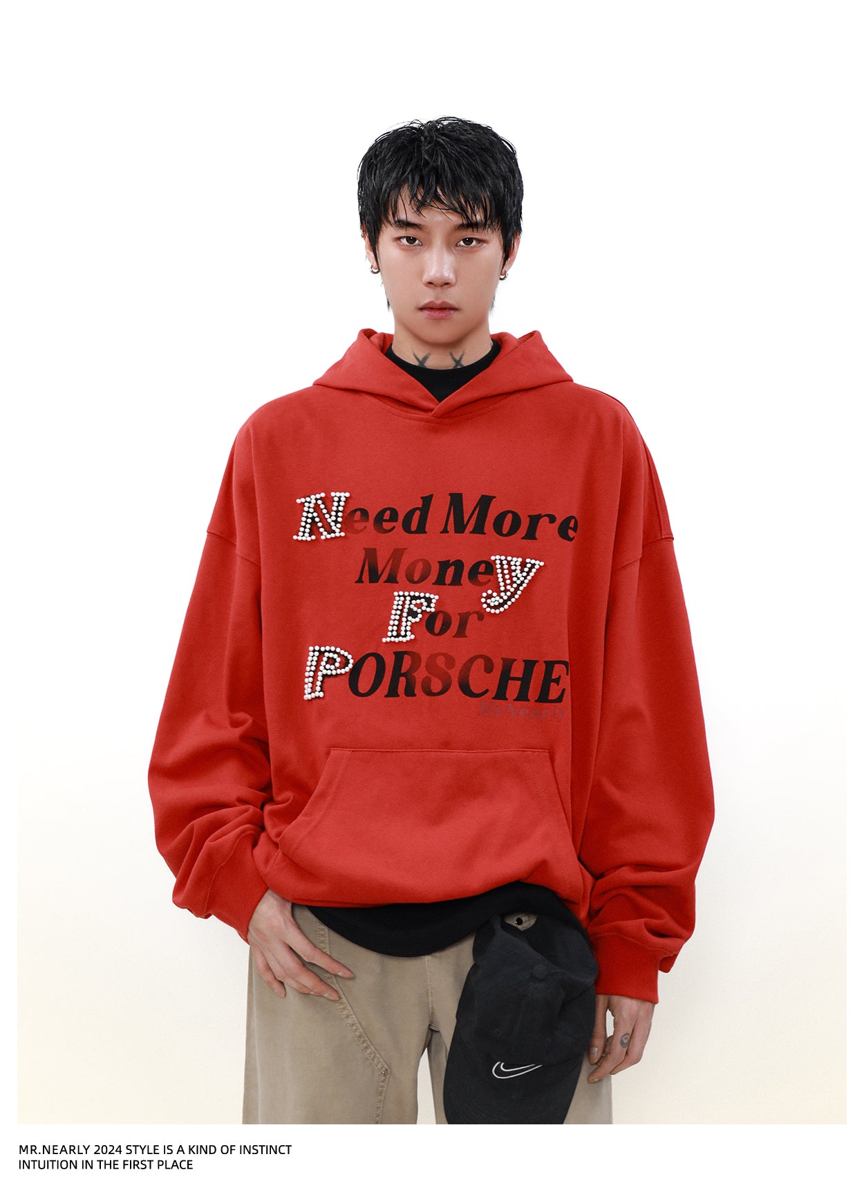 QS918A pearl letter hoodie