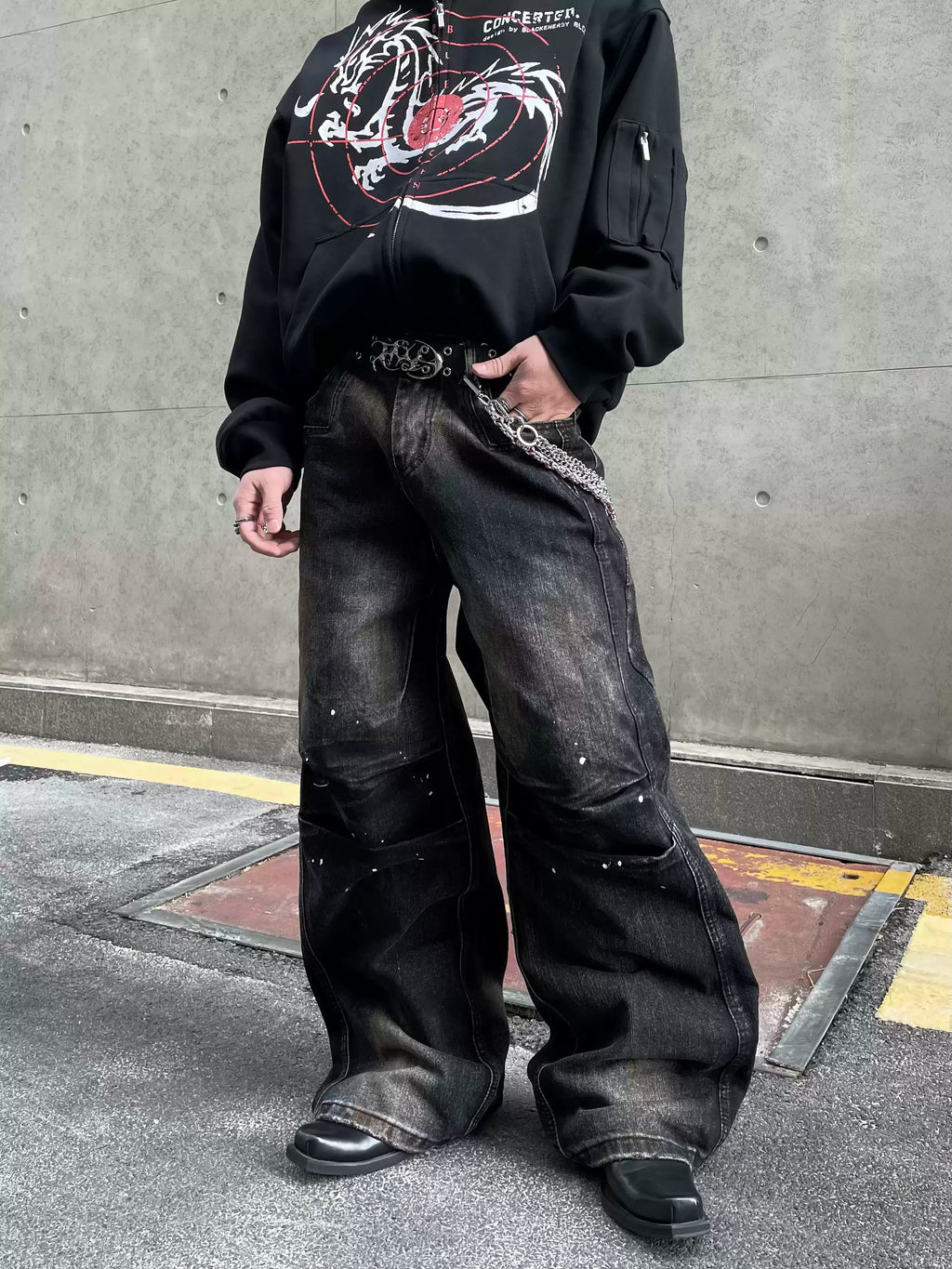 Tiji Jojo 着用 Grunge Wide Denim定価29700円 QS295B dirty denim