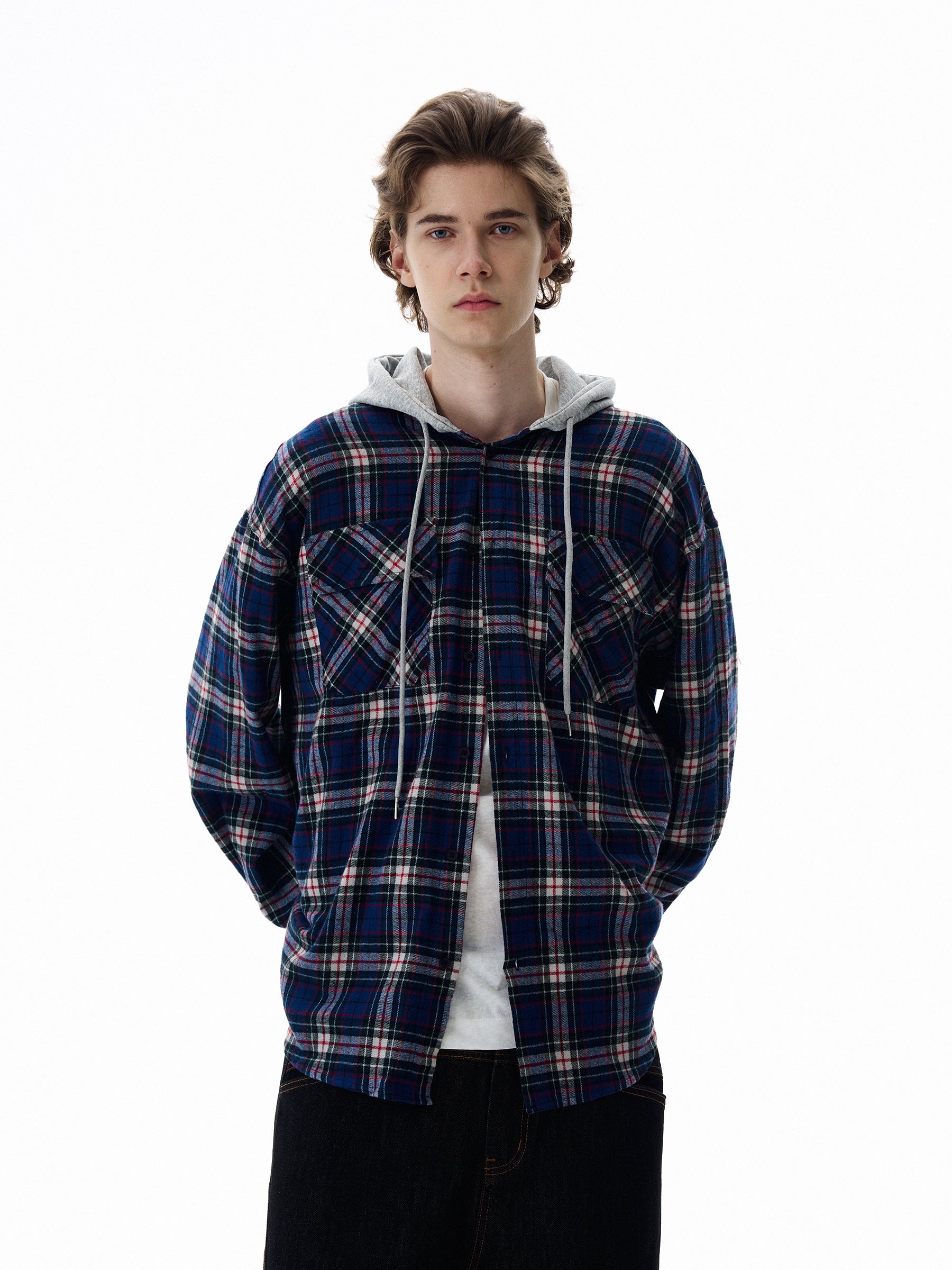QS598B hoodie check shirts