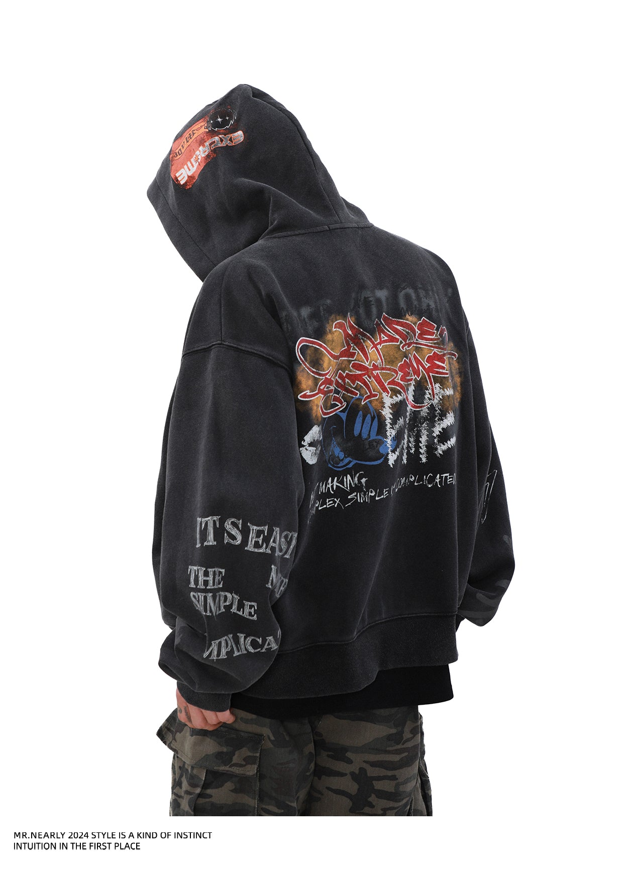 QS846A graffiti zip hoodie