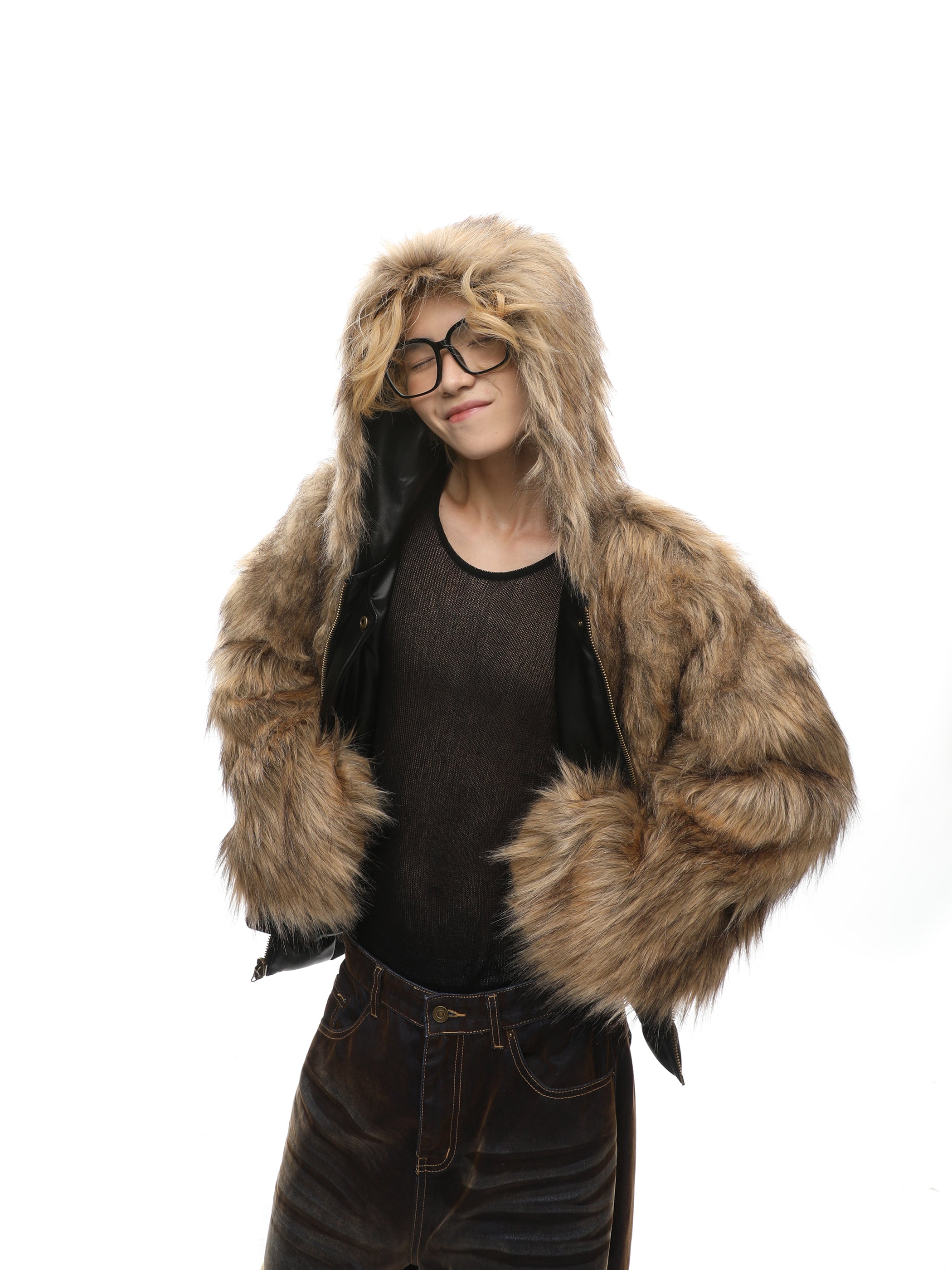 QS070B reversible fur jacket