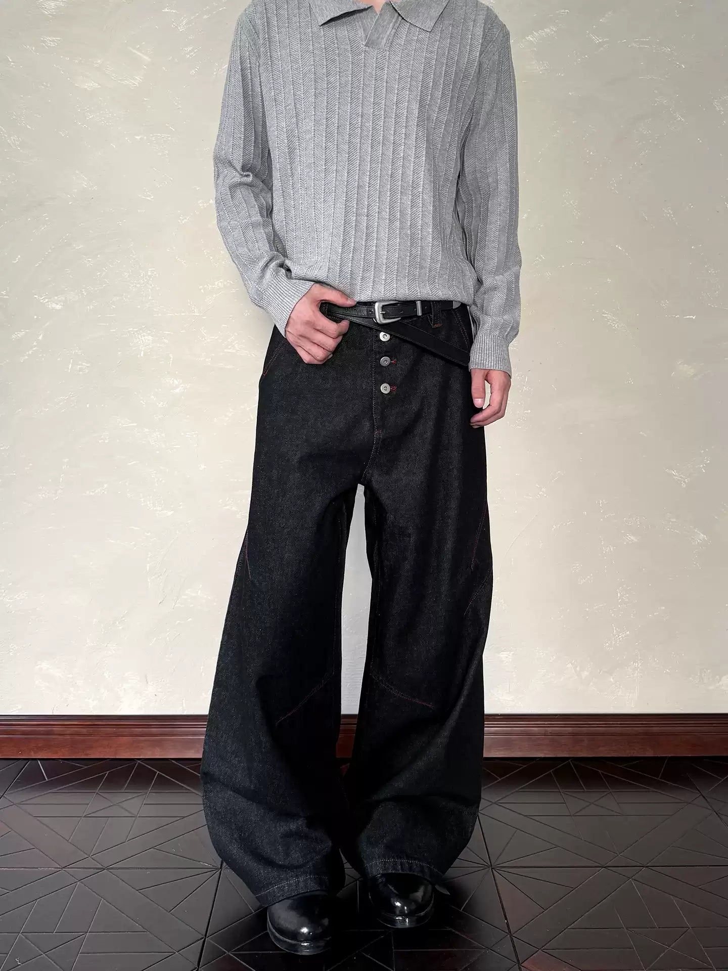 QS590B button fly denim