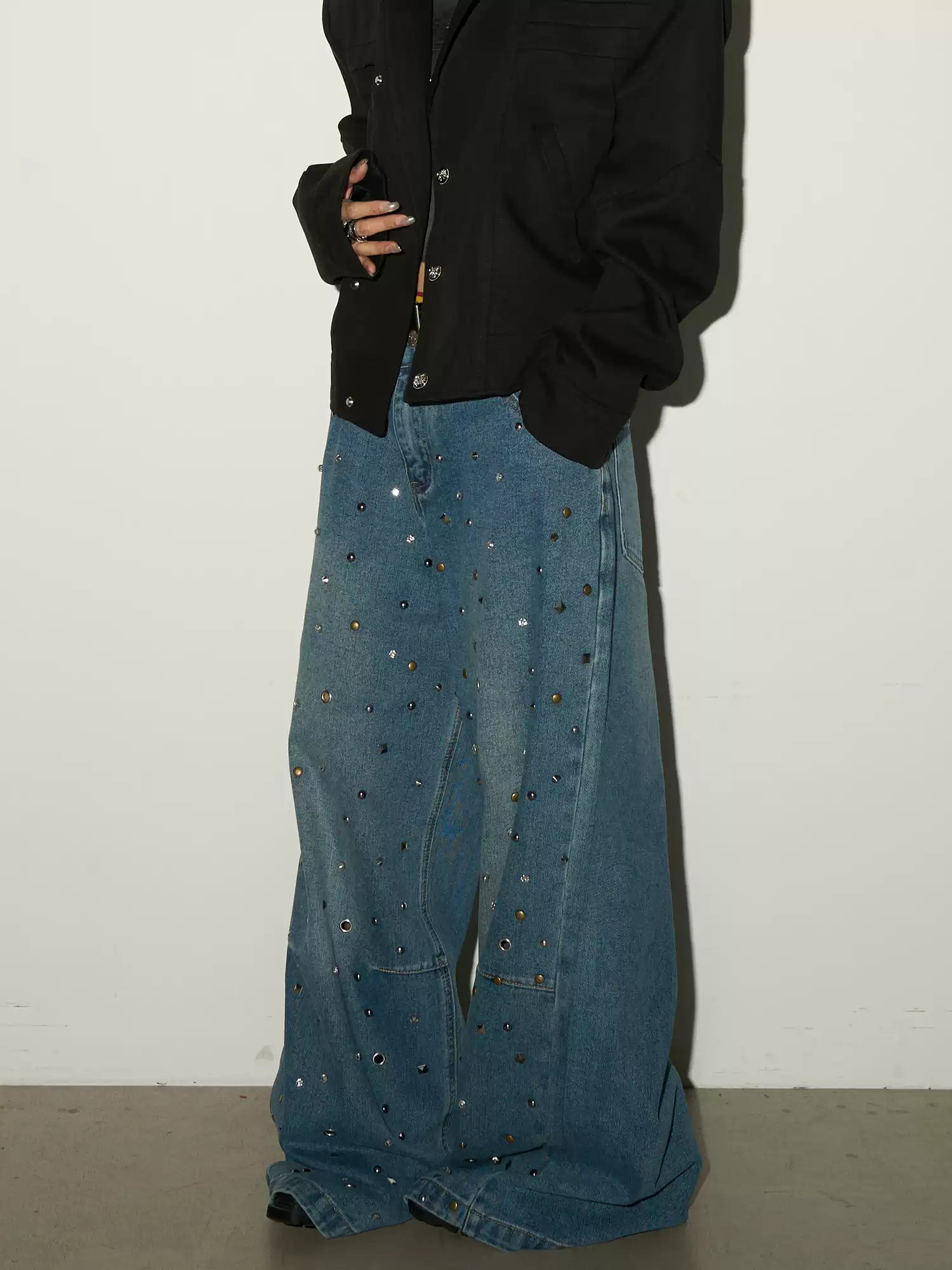 QS743B rhinestone denim