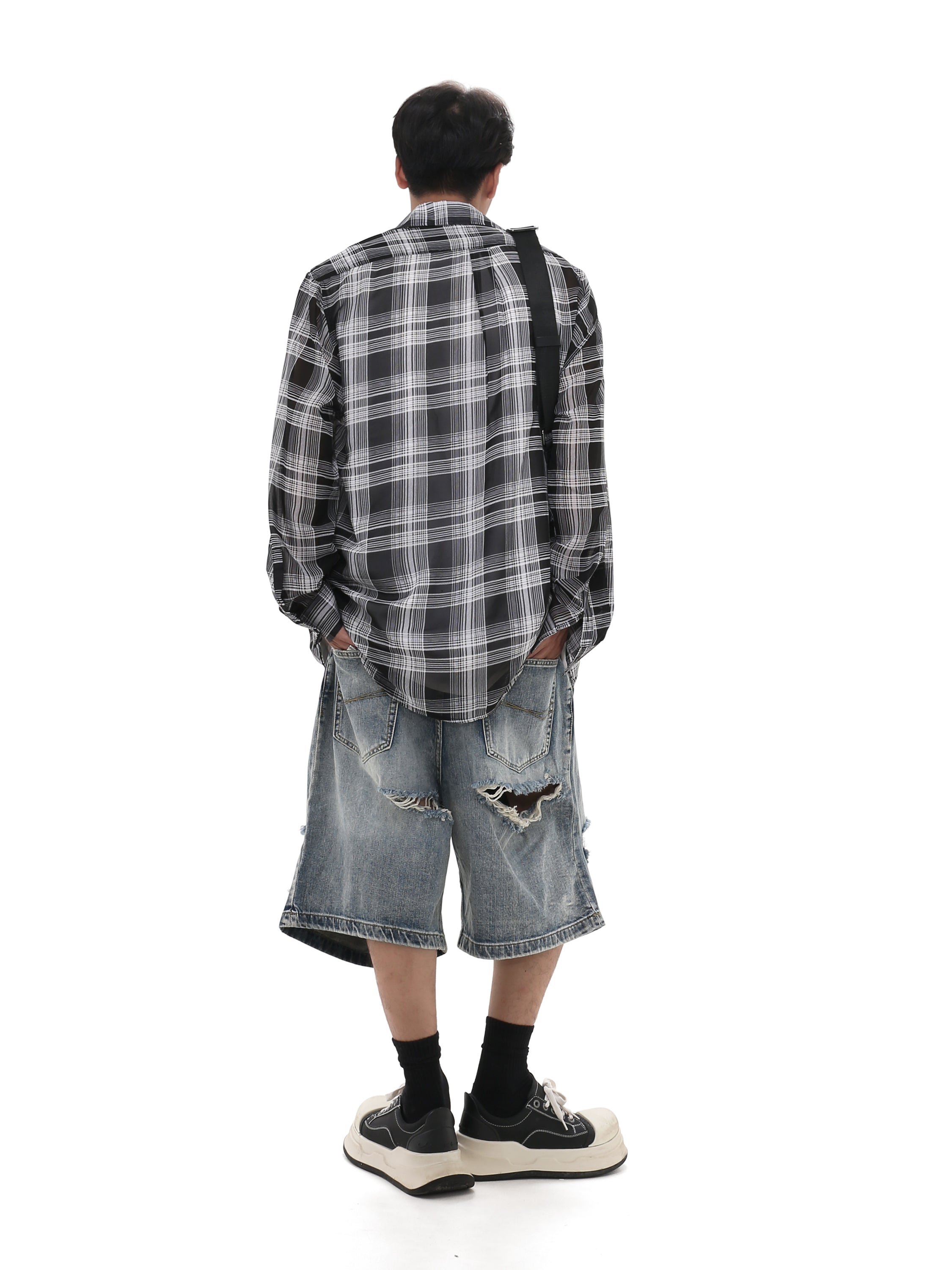 QS762A sheer check shirts