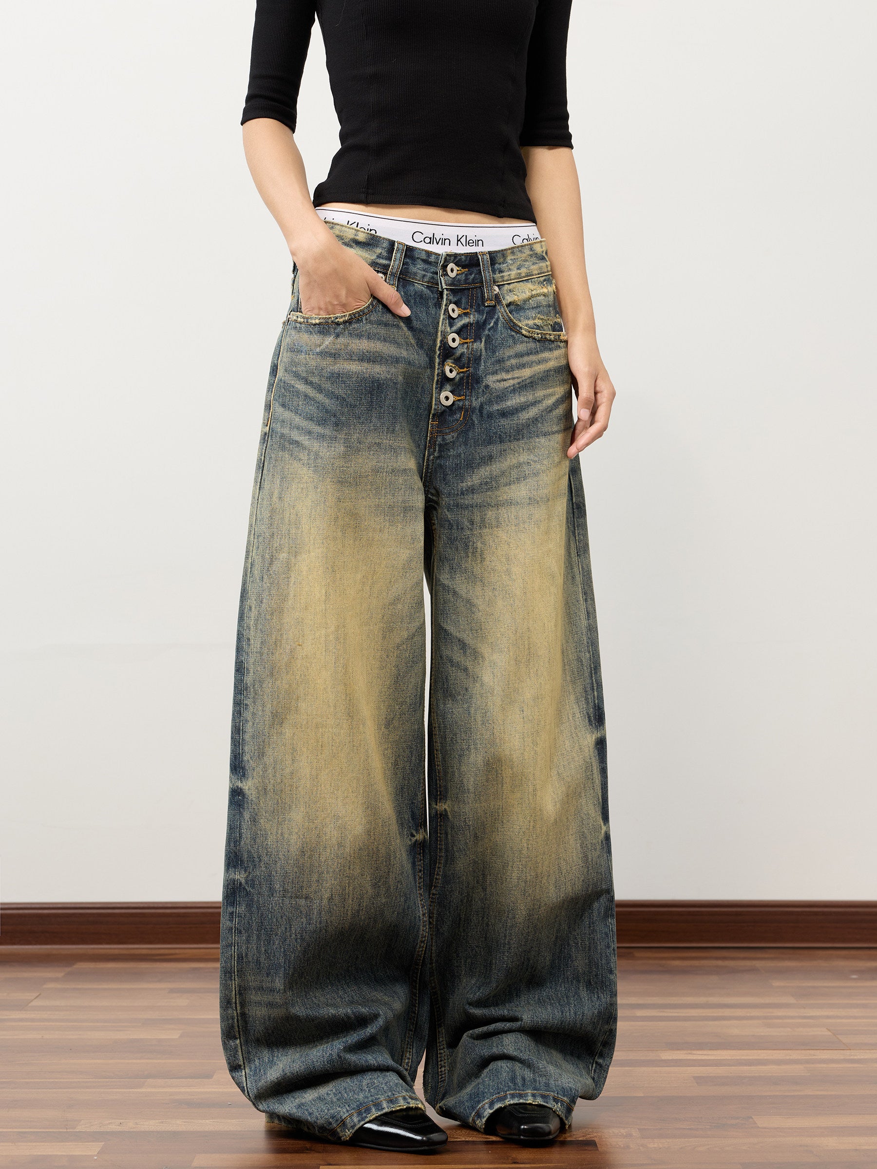 QS758B wash denim
