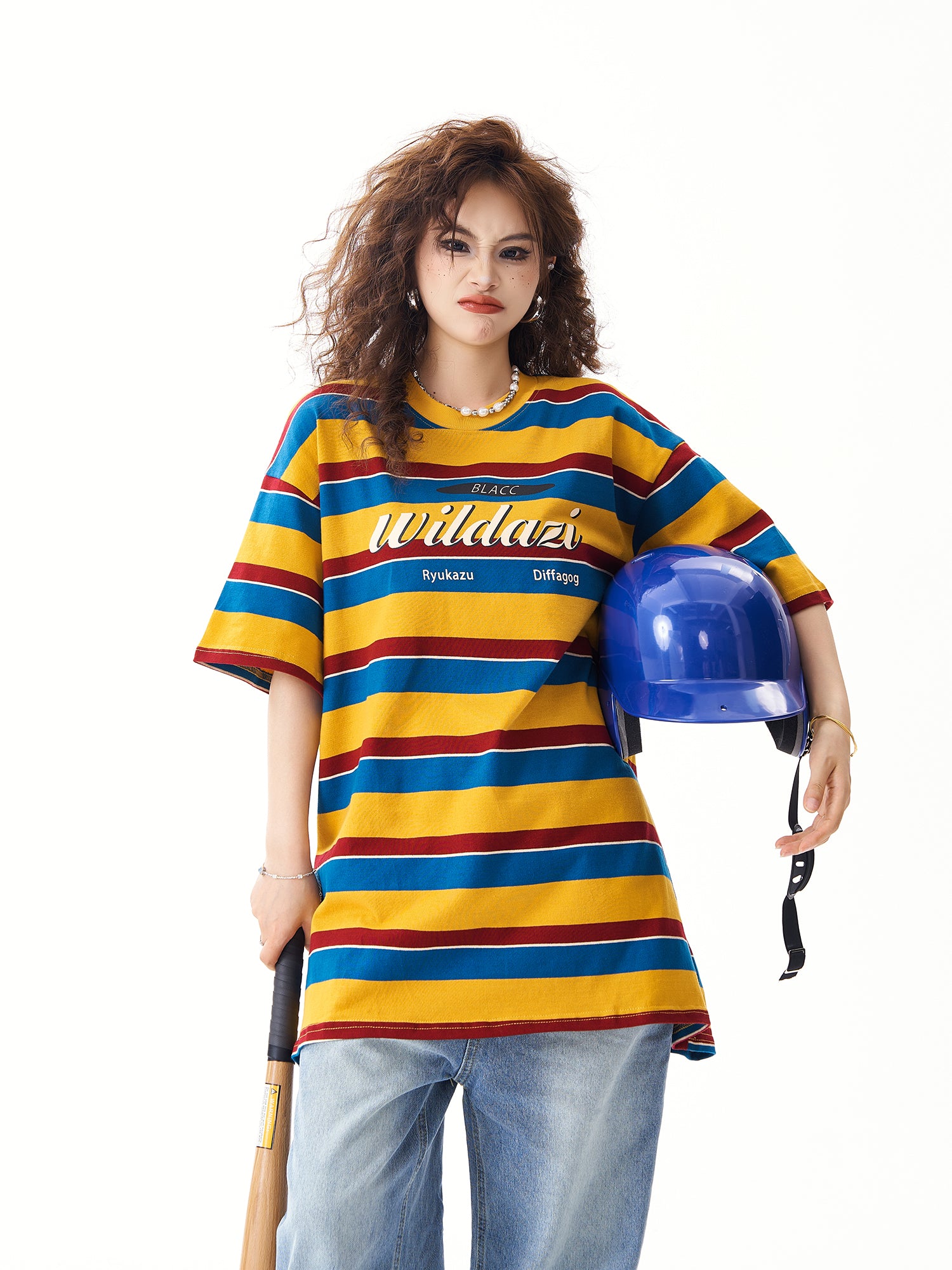 QS754A retro stripe tee