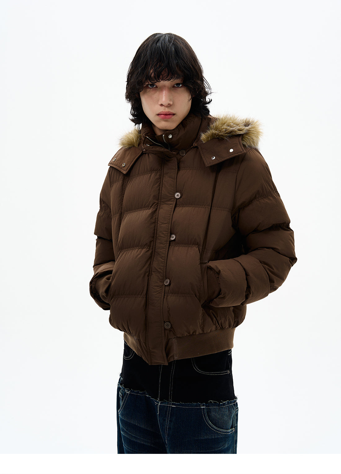 QS659B fur hoodie jacket