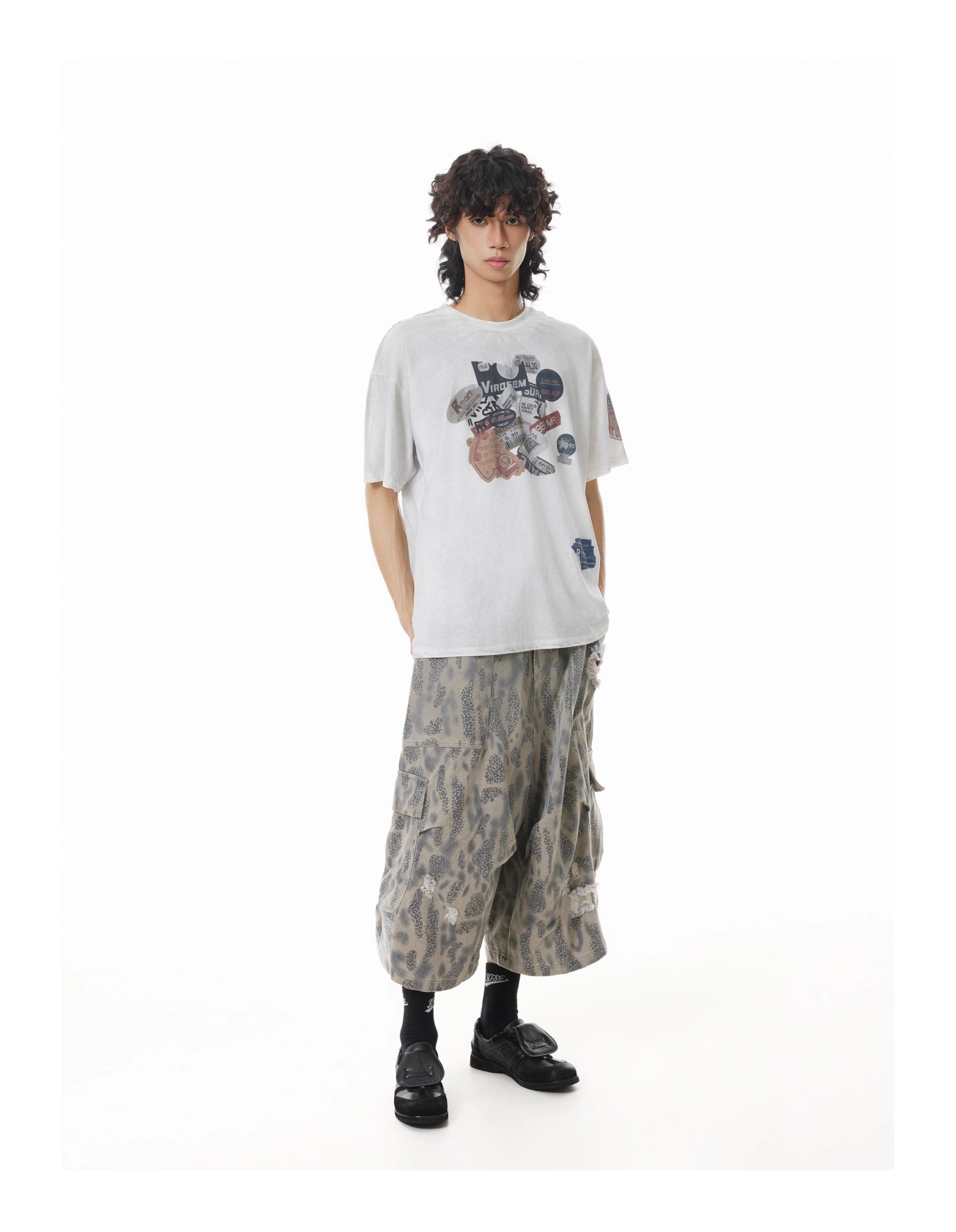 QS451B leopard shorts
