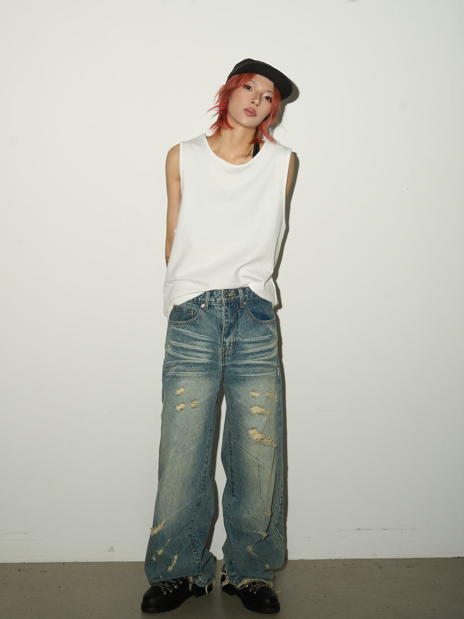 QS703B damage denim