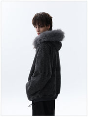 QS644B fur zip hoodie