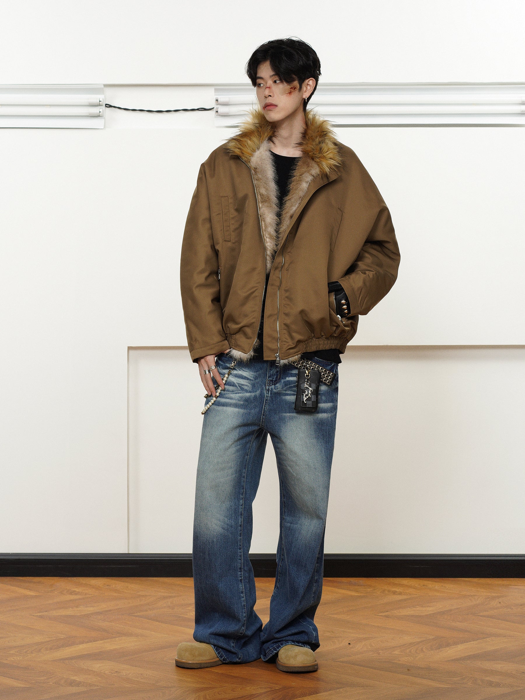 QS147B casual fur jacket