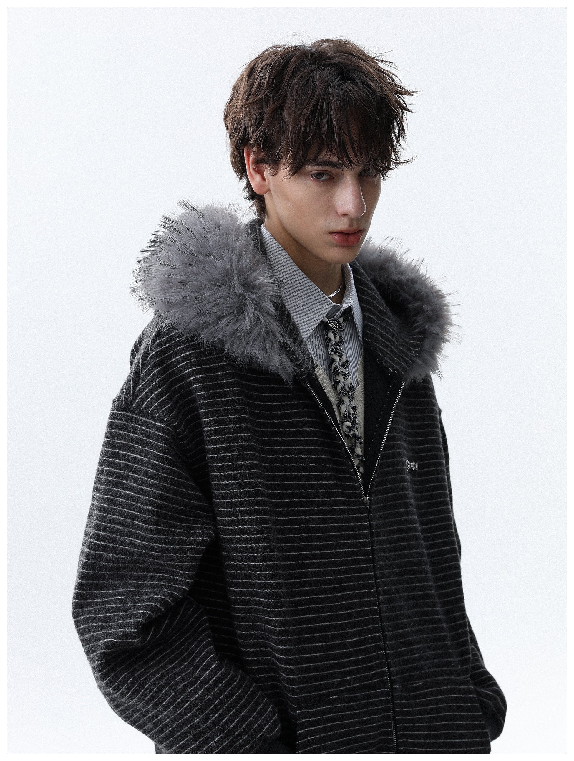 QS644B fur zip hoodie