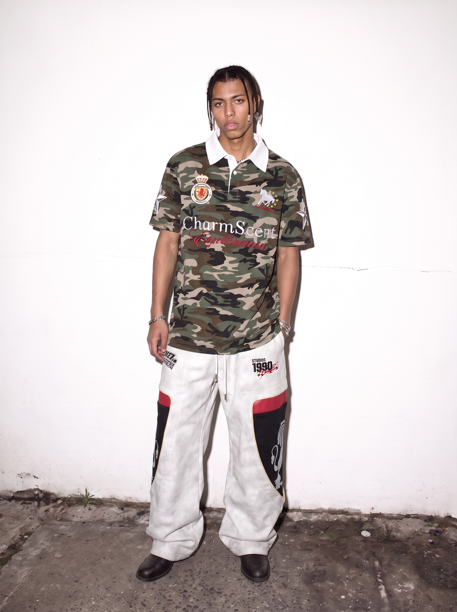 QS864B camo polo top