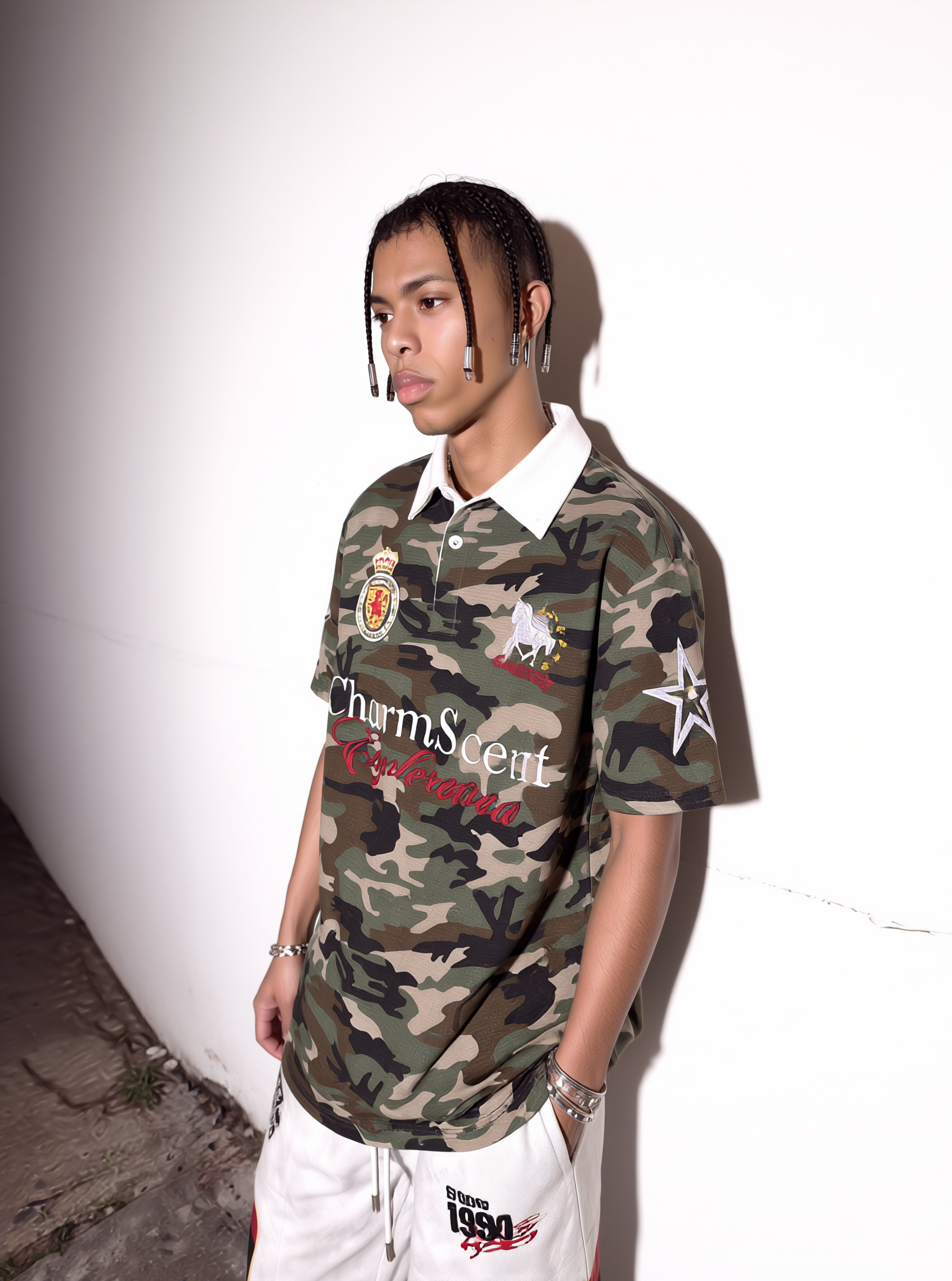 QS864B camo polo top