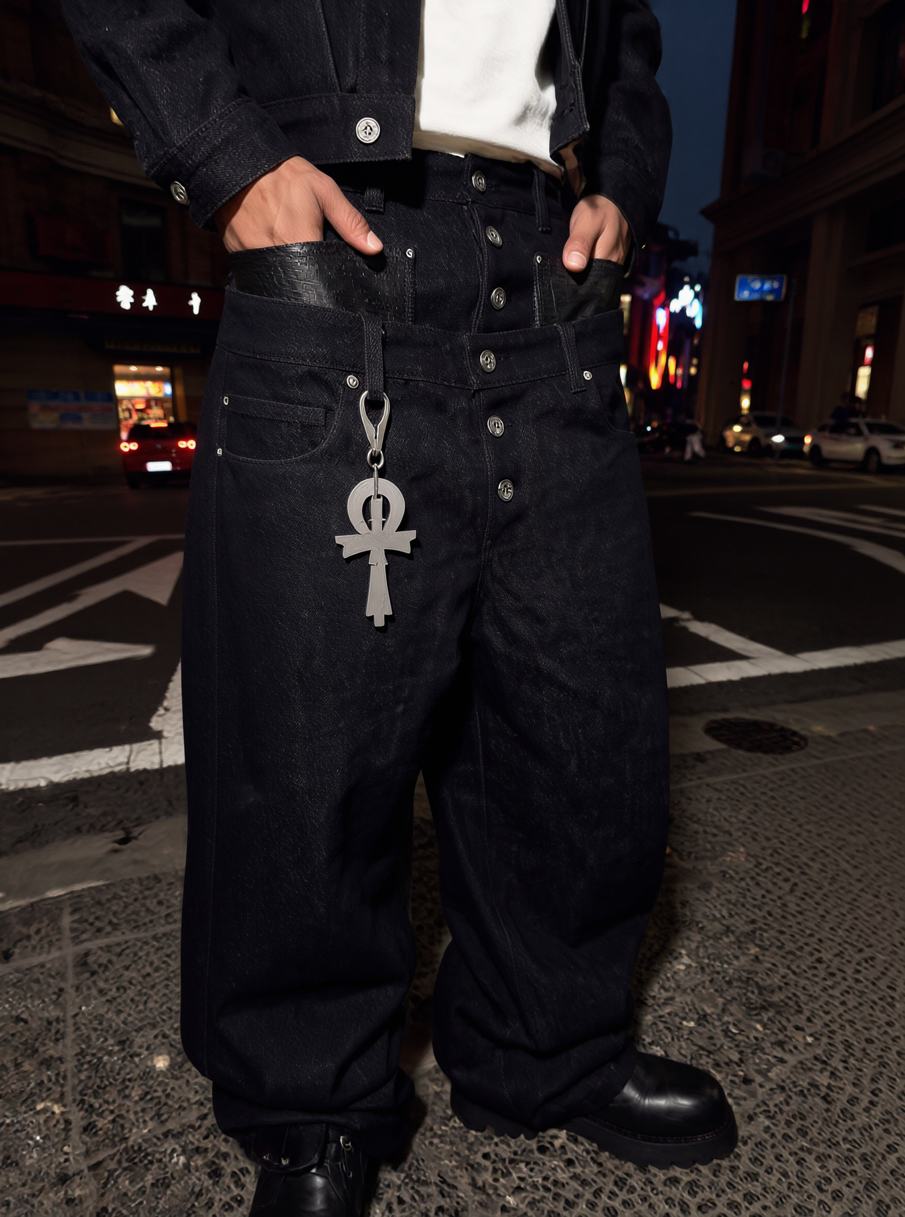QS873B double waist denim