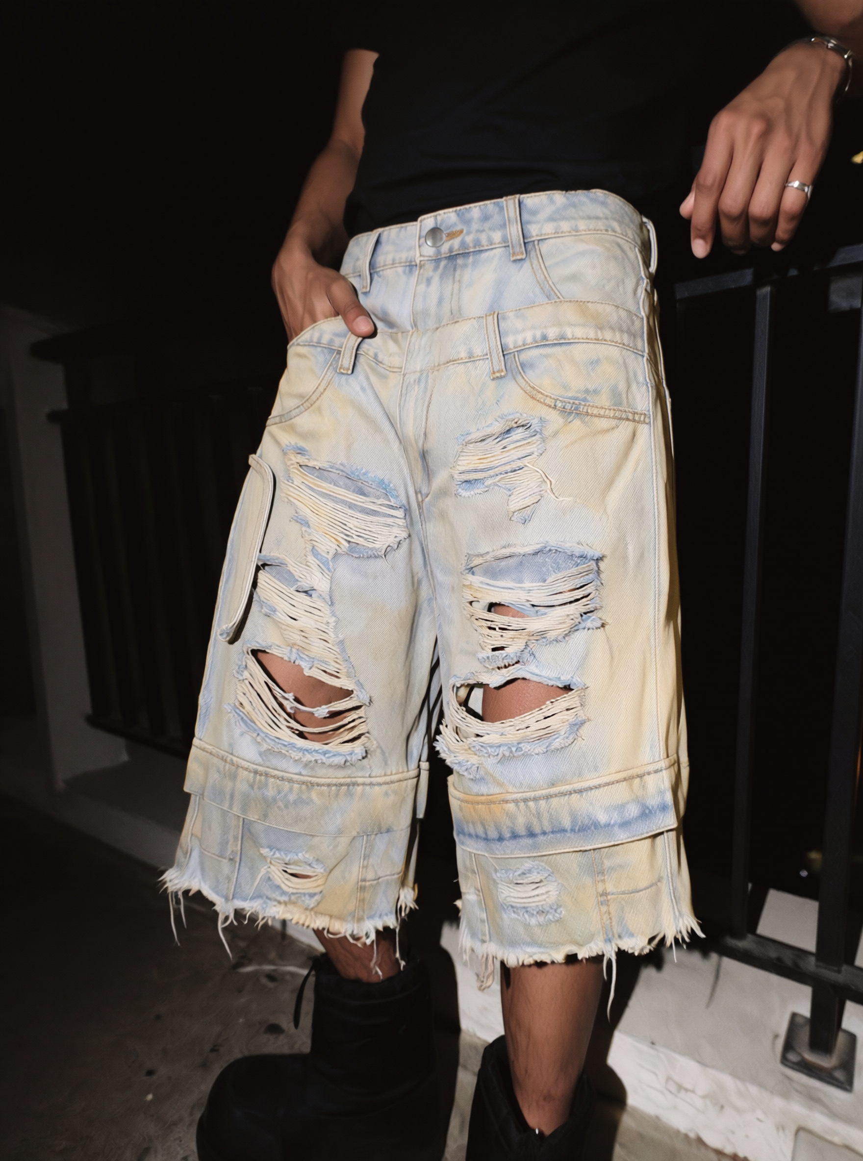 QS878B double waist shorts