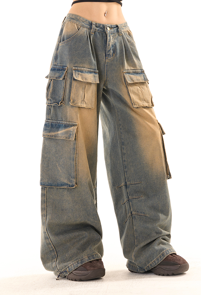 QS406 design wide denim pants